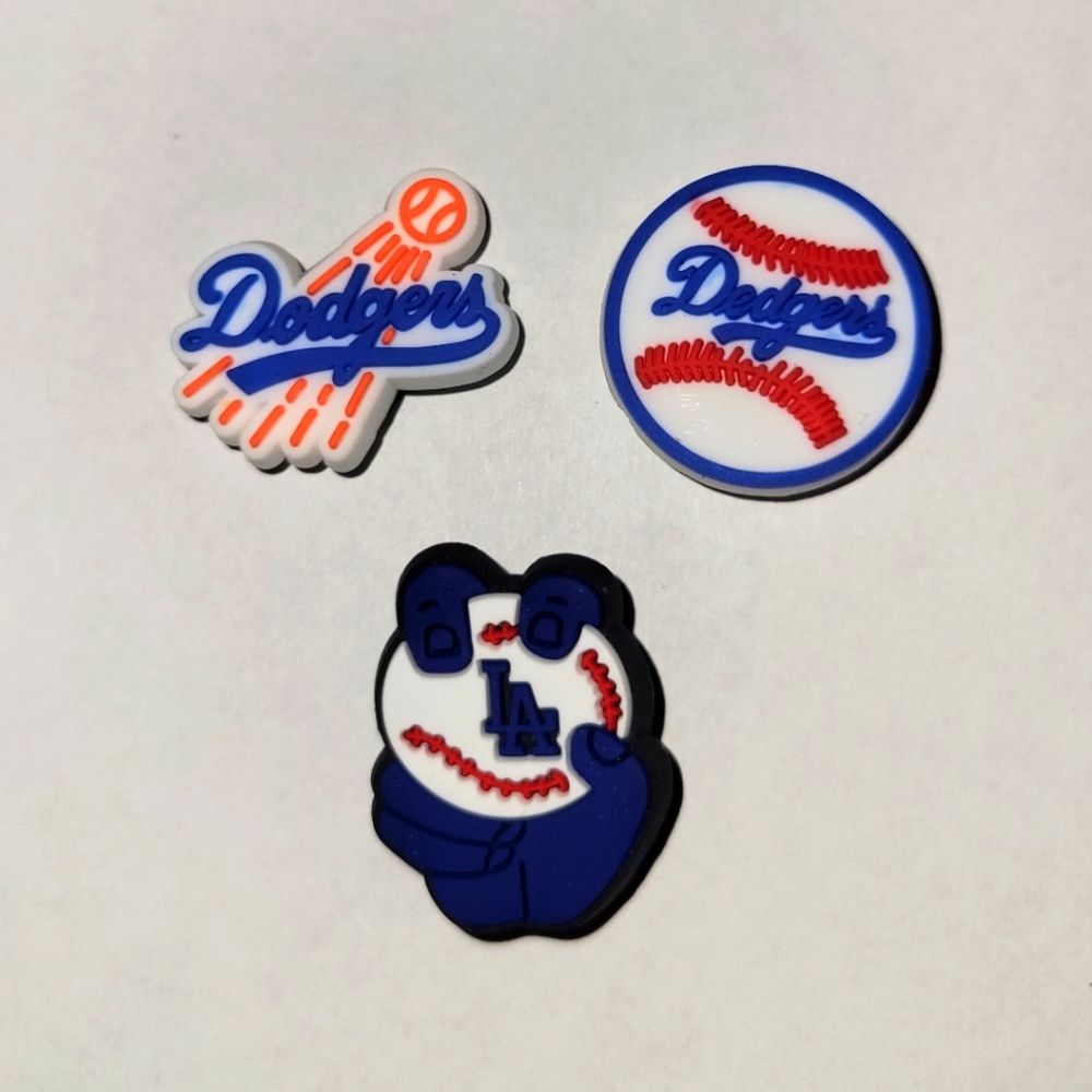 3 Assorted Los Angeles Dodgers Jibbitz Shoe Charms